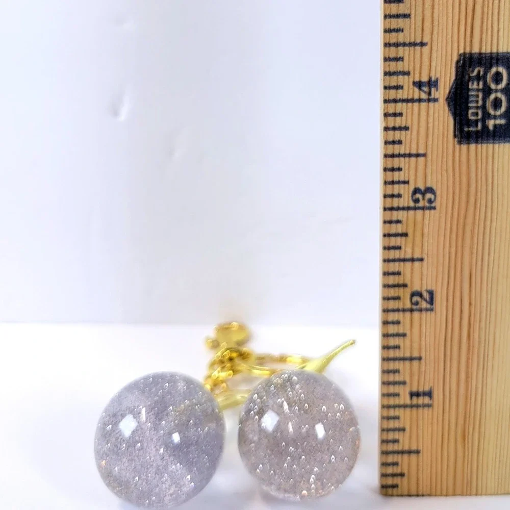 Cherry Keychain Glitter Resin Bag Charm White Gold Women Playful Whimsical NEW